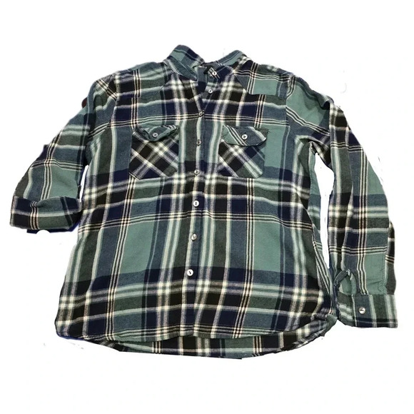Justify, Size L, Teal and Black Roll-Tab Button-Down Shirt - Picture 8 of 14